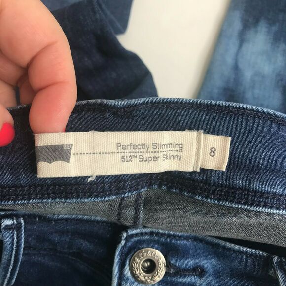 Levis Perfectly Slimming 512 Super Skinny Women 8 Blue Bleached Mid Rise Stretch - Picture 4 of 9